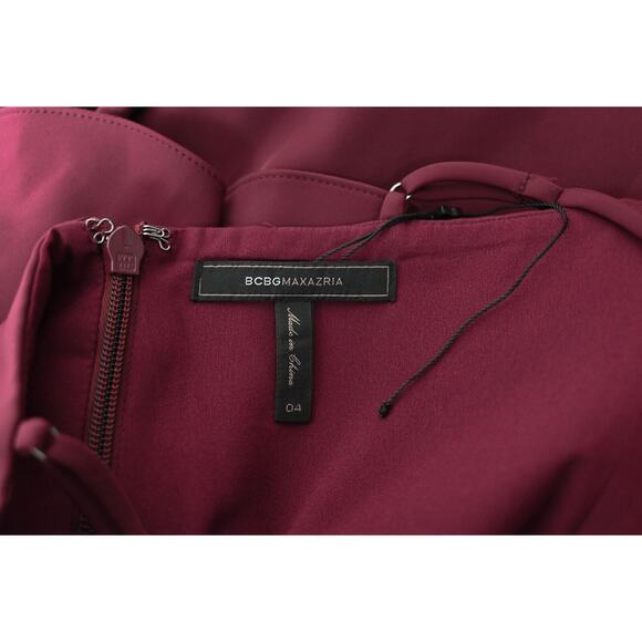 New BCBG MAXAZRIA Dress 4 Womens Ruby Red Ruffle Strappy Cocktail Sheath - Picture 10 of 13